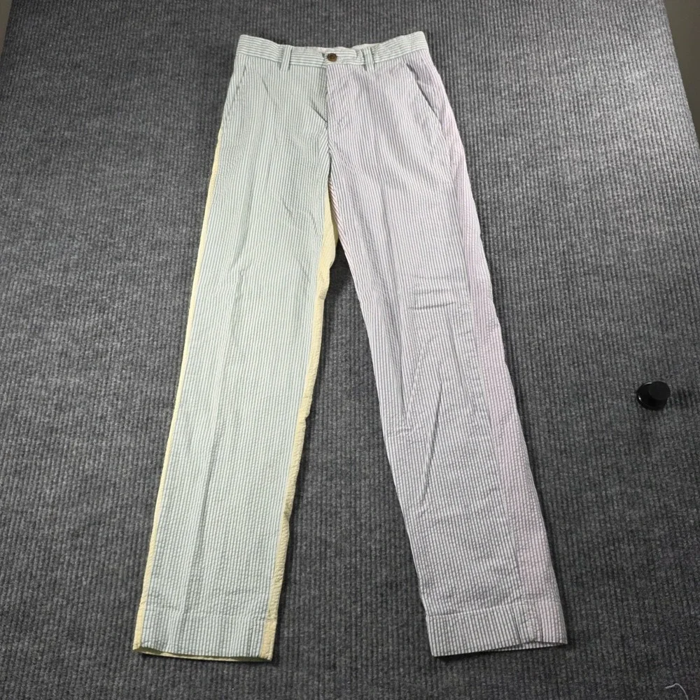 Brooks Brothers Clark Fit Seersucker Multi Color Block Stripe Pants Mens 28x32